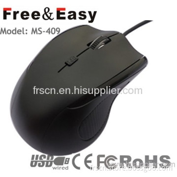 Ms-409 Big Size Black Rubber Key Wired Optical Mouse 